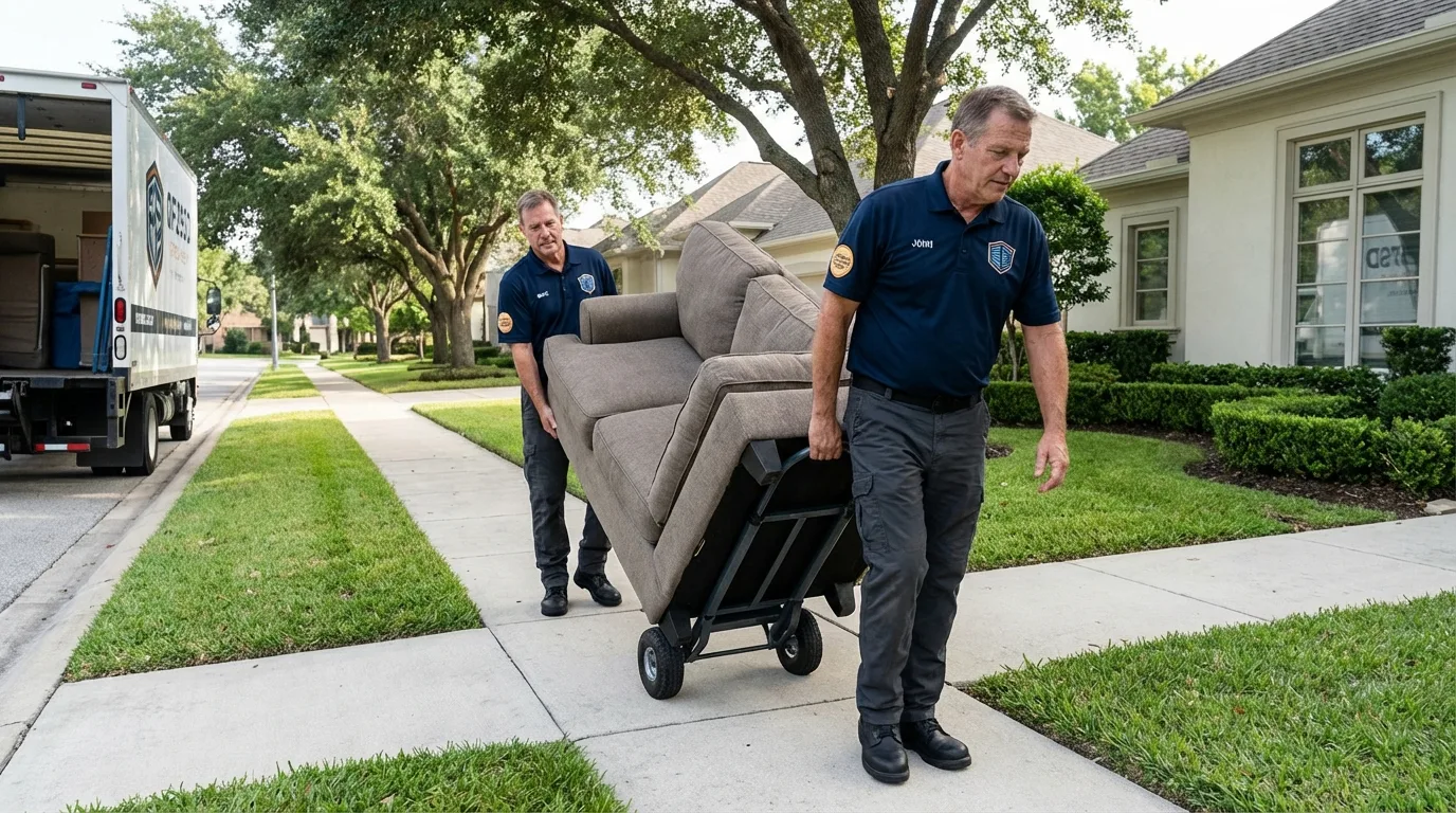 Local residential moving crew loading furniture in Pioneer, OH